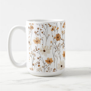 BROWN- UND WEISSFALLSCHIRME VON WILDBLUMEN KAFFEETASSE