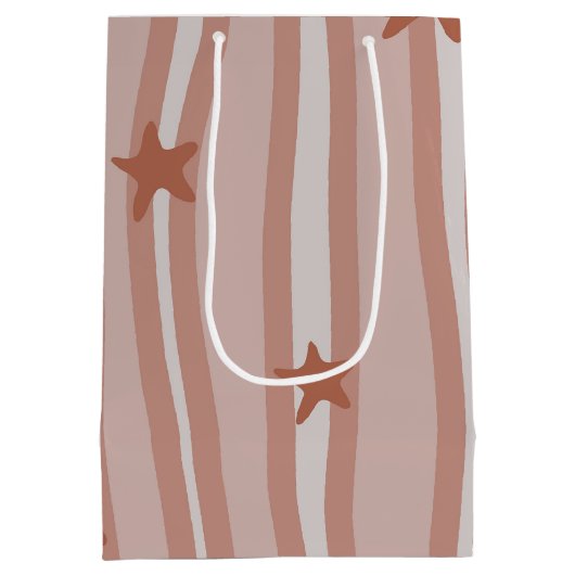 Brown US Flagge Beach Theme Mittlere Geschenktüte (Rückseite)