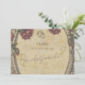 Brown Vintag Classic Wedding Einladung Bridesmade (Stehend Vorderseite)