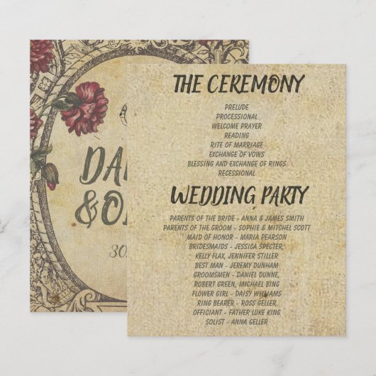 Brown Vintag Classic Wedding Programs (Vorne/Hinten)