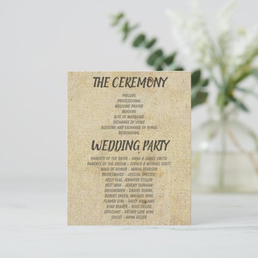 Brown Vintag Classic Wedding Programs (Stehend Vorderseite)