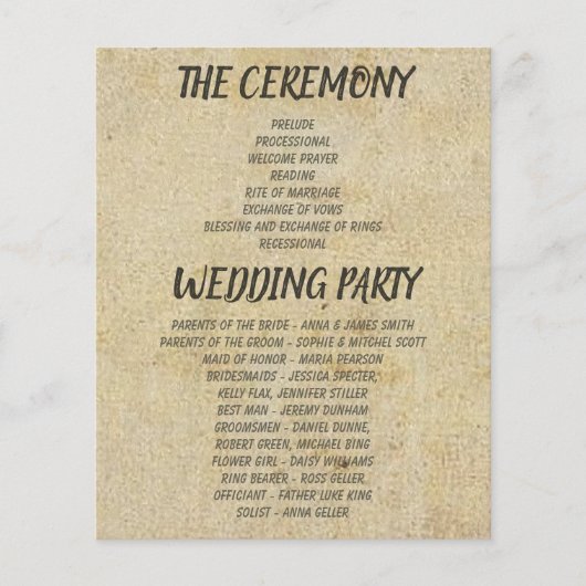 Brown Vintag Classic Wedding Programs (Vorderseite)