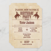 Brown Vintag Cowboy Einladung zum Geburtstag (Vorne/Hinten)