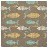 Brown Vintag Kitsch Fish Fabric Stoff (Muster)