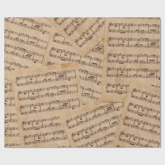Brown Vintag music notes sheet Geschenkpapier (Flach)