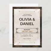 Brown Vintag Retro Wedding Einladung (Vorne/Hinten)