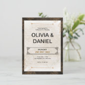Brown Vintag Retro Wedding Einladung (Stehend Vorderseite)
