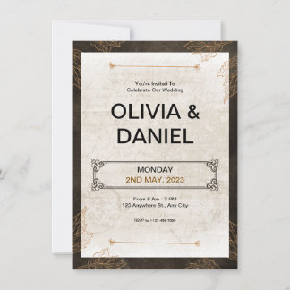 Brown Vintag Retro Wedding Einladung