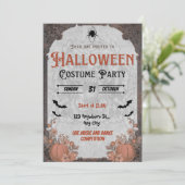 Brown Vintage Halloween Costume Party Invitation Einladung (Stehend Vorderseite)
