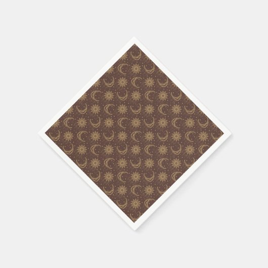 Brown vintage moon ornamental pattern serviette (Ecke)