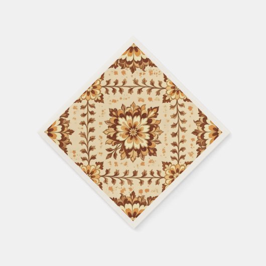 Brown vintage shabby pattern serviette (Ecke)