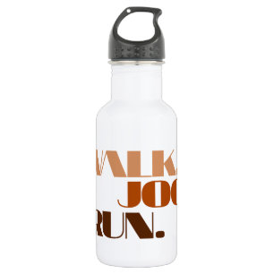 BROWN WALK JOG RUN (Schriftart CHUNKY) Trinkflasche