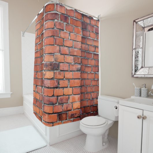 Brown wall brick duschvorhang (Beispiel)