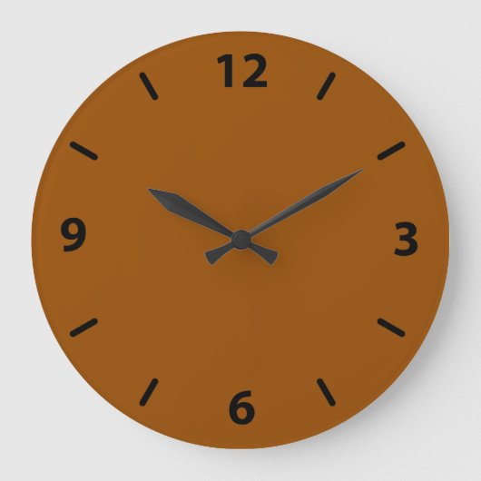 Brown Wall Clock with Black Numbers Große Wanduhr (Vorderseite)