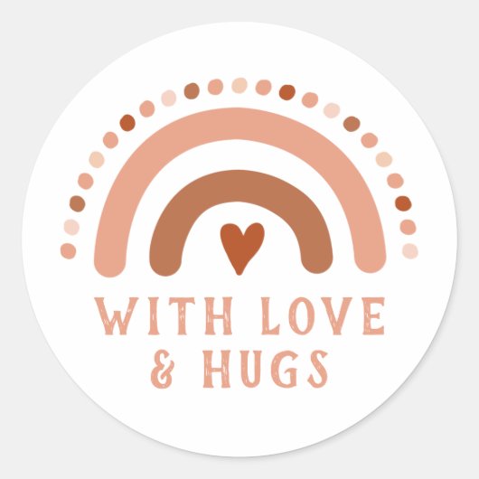 Brown Warn Rainbow Heart Spots Business Card Runder Aufkleber (Vorderseite)