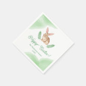 Brown Watercolor Bunny And Greenery Happy Easter Serviette (Ecke)