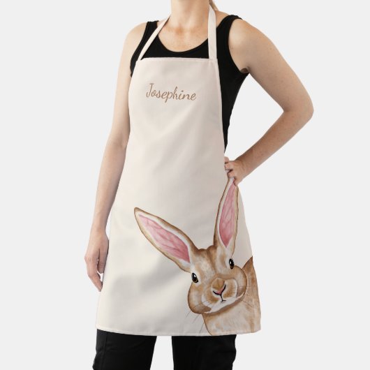 Brown Watercolor Bunny With Big Ears Cute Easter Schürze (InSitu)