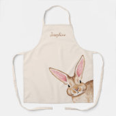 Brown Watercolor Bunny With Big Ears Cute Easter Schürze (Vorderseite)