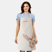 Brown Watercolor Bunny With Big Ears Cute Easter Schürze (Getragen)