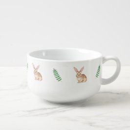 Brown Watercolor Bunny With Greenery Cute Easter Große Suppentasse