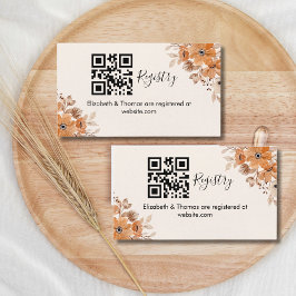 Brown Watercolor Flowers Boho Bridal Swower Begleitkarte