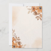 Brown Watercolor Flowers Boho Style Bridal Swower Einladung (Rückseite)