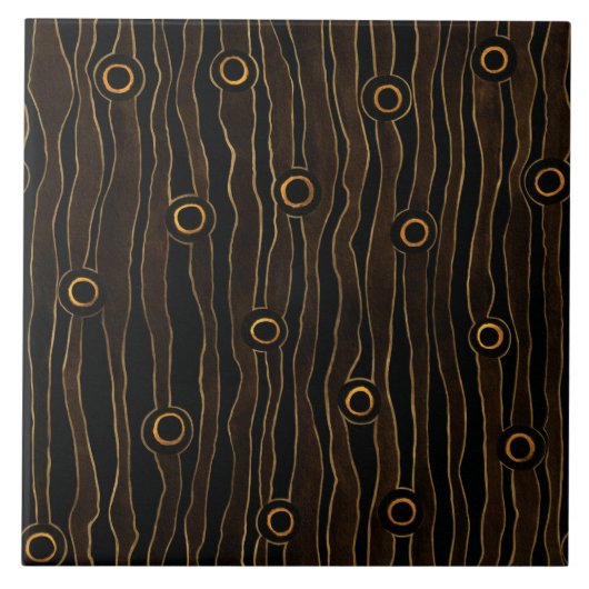 Brown Wavy Lines Fliese (Vorderseite)