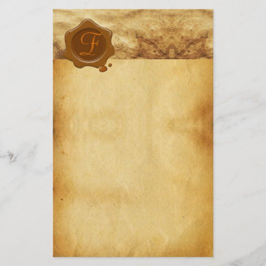 BROWN WAX SIEGEL PARCHMENT Monogramm Briefpapier (Vorderseite)
