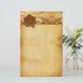 BROWN WAX SIEGEL PARCHMENT Monogramm Briefpapier (Stehend Vorderseite)