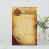 BROWN WAX SIEGEL PARCHMENT Monogramm Briefpapier (Stehend Vorderseite)
