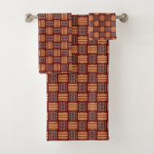 Brown Weaved Pattern Badhandtuch Set (Insitu)