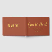 Brown Wedding Bride Groom Monogram Foil Guestbook Gästebuch (Voll)