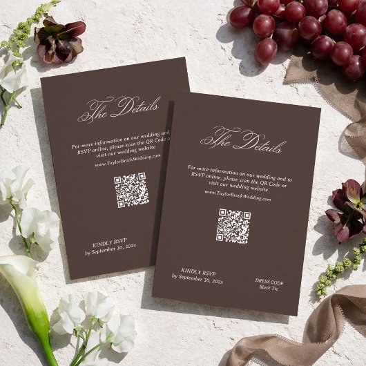 Brown Wedding Details Qr Code Begleitkarte