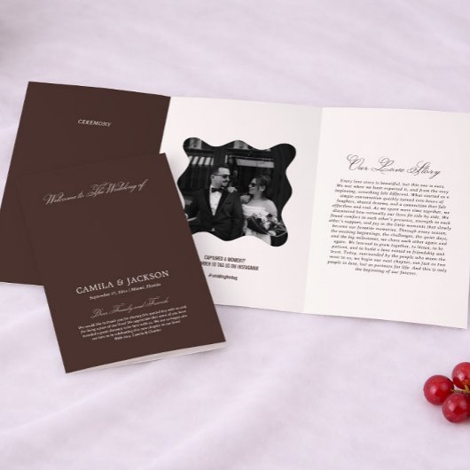 Brown Wedding  Dreifach-gefaltete Programmkarte