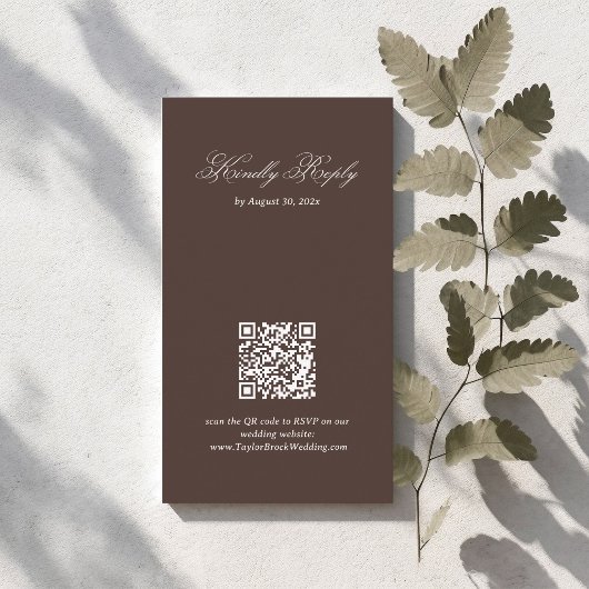 Brown Wedding RSVP Qr Code Enclosure Card Begleitkarte