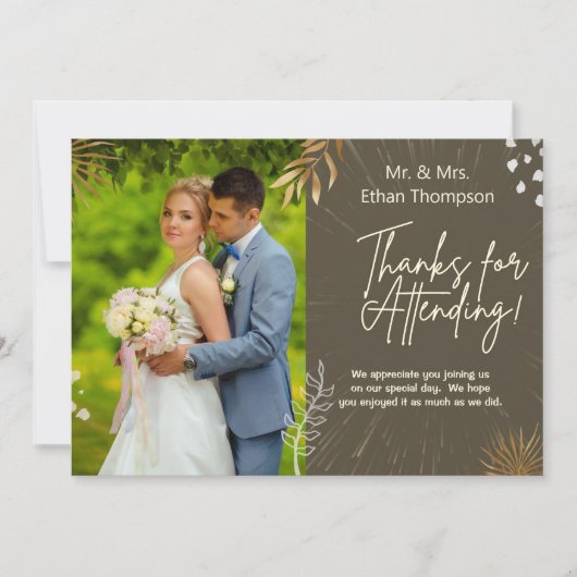 Brown Wedle Couple Foto Vielen Dank, dass Sie eine Dankeskarte (Vorderseite)