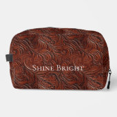 Brown Western Cowgirl Bohemisch Chic Leaf Waschbeutel (Vorderseite)