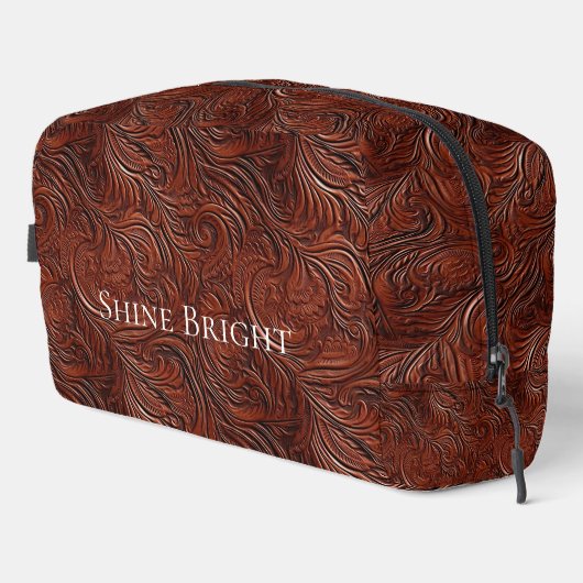 Brown Western Cowgirl Bohemisch Chic Leaf Waschbeutel (Rechte Ecke)