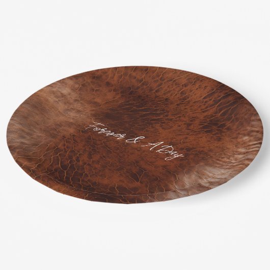 Brown Western Imitate Leather Pappteller (Schrägansicht)