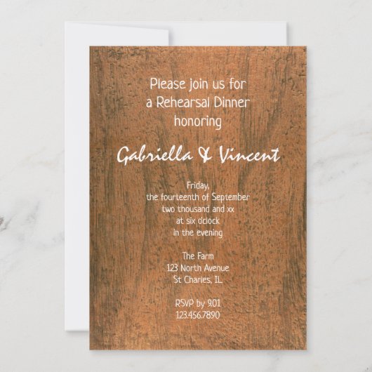 Brown Western Saddle Hochzeit Probe Dinner Einladung (Rückseite)