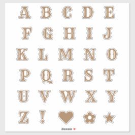 Brown Western Theme Letters Alphabet Monogram Aufkleber