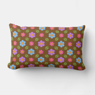 Brown Whimsy Floral Pillow Lendenkissen