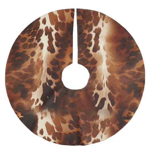 Brown White Animal Cowhid Polyester Weihnachtsbaumdecke (Vorderseite)