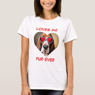 Brown White Basset Hound Herzförmige Sonnenbrille T-Shirt