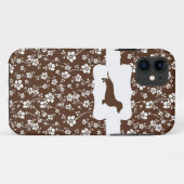 Brown&White Blumenw/Dachshund Case-Mate iPhone Hülle (Rückseite (Horizontal))