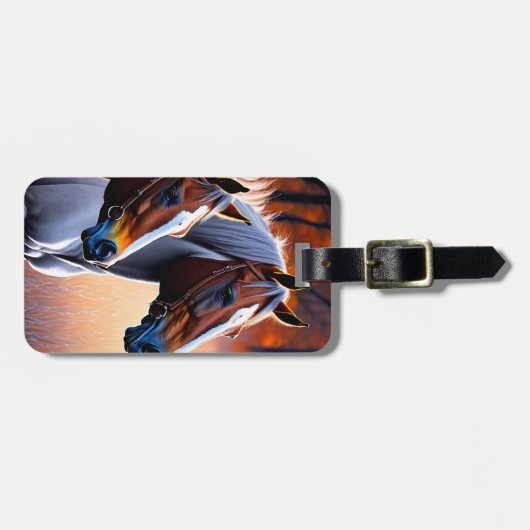 Brown White Brumby Horses, Gepäckmarke Gepäckanhänger (Vorderseite horizontal)