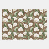 Brown White Calla Lily Floral Brautparty Geschenkpapier Set (Vorderseite)