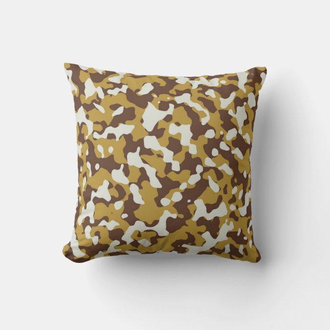 Brown White Camouflage Pillow Kissen (Vorderseite)