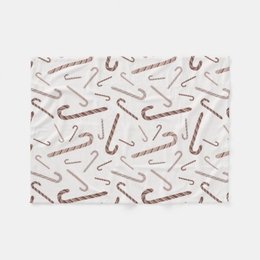 Brown & White Candy Cane Muster Fleecedecke (Vorderseite (Horizontal))
