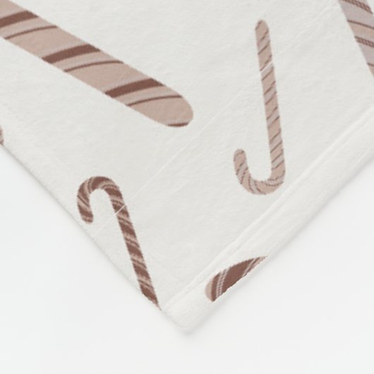 Brown & White Candy Cane Muster Fleecedecke (Ecke)